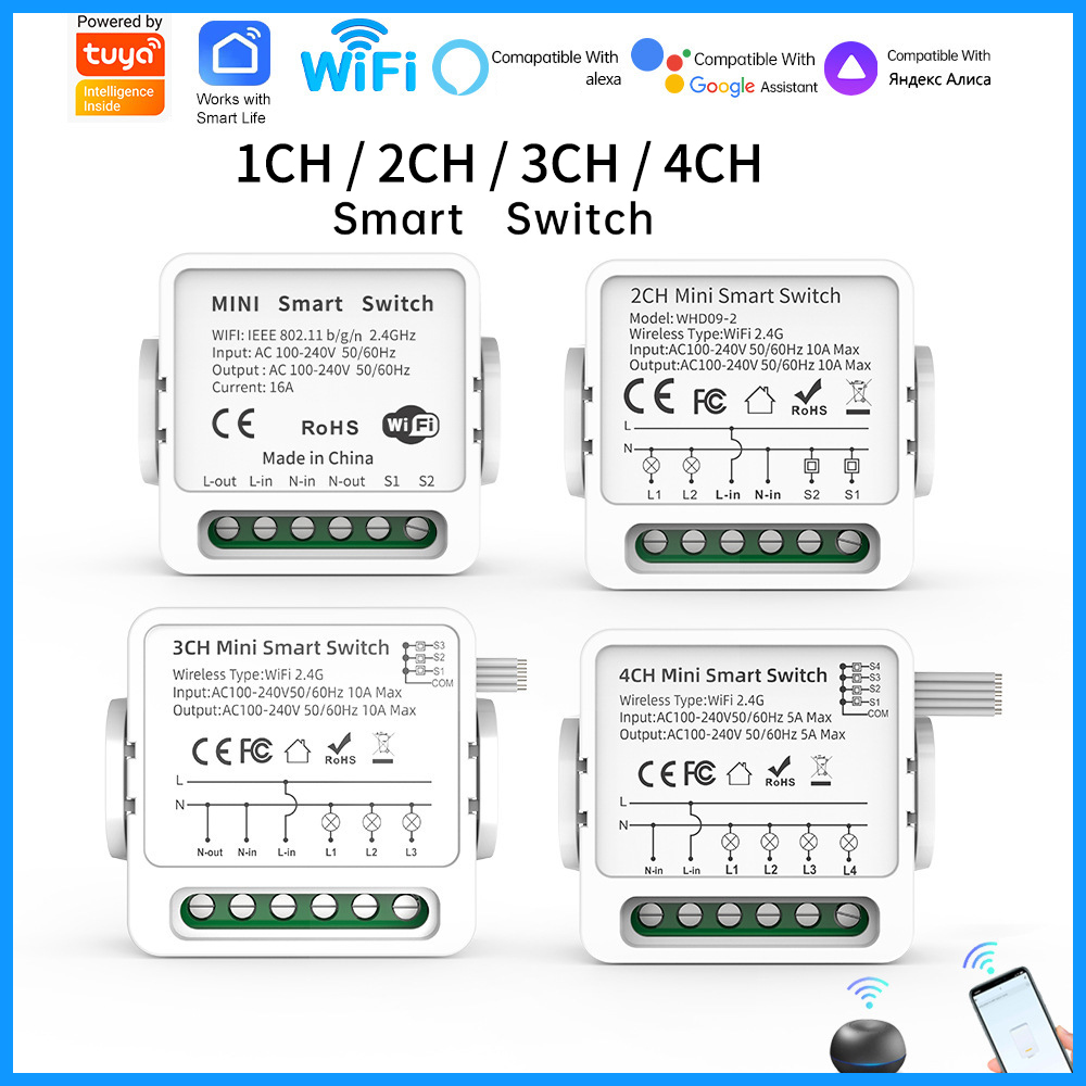 Smart Home Lighting - Tuya WiFi Smart Switch 1/2/3/4 Gang