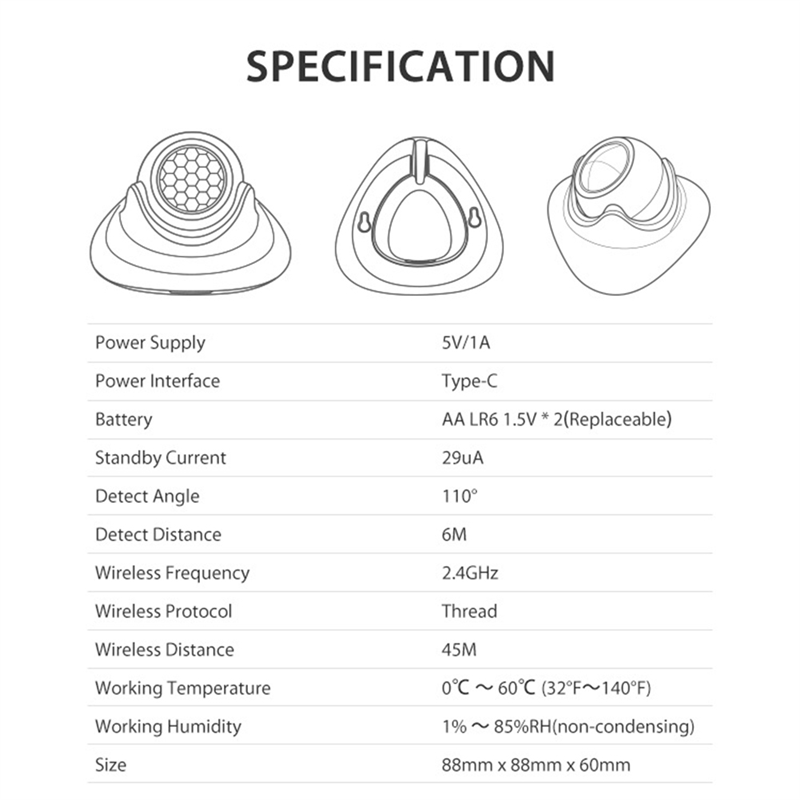 Smart Home Hub - FEDI-Matter Thread Human Presence Motion Sensor