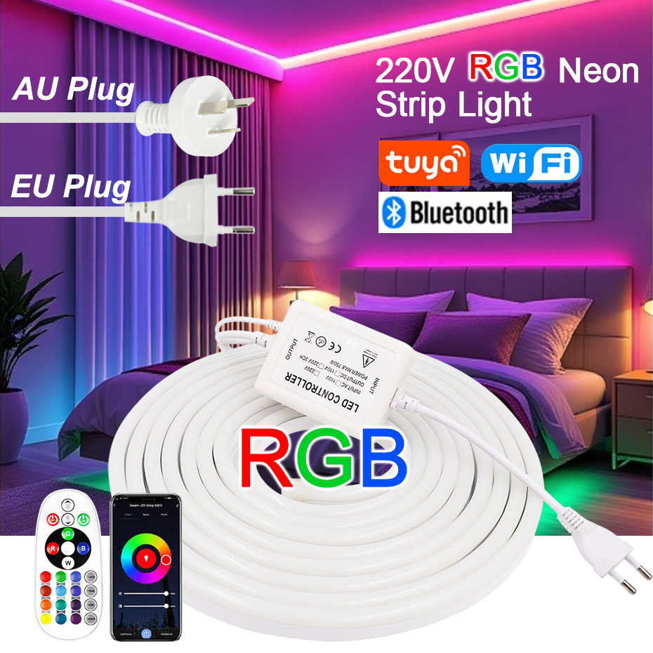 220V RGB LED Neon Strip with E - đánh giá và giá Smart Power Strip