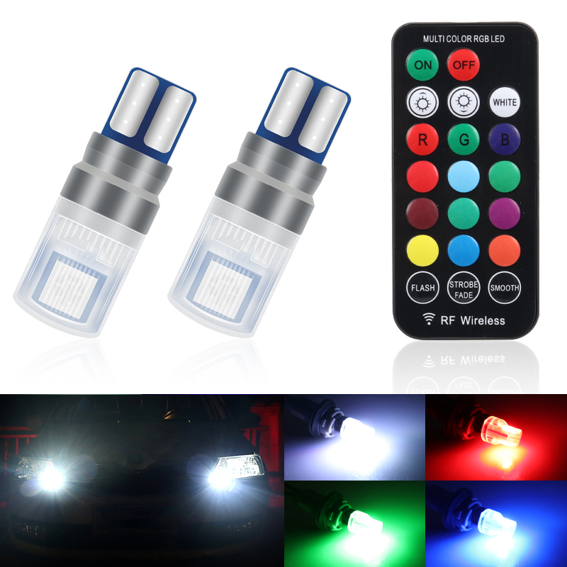 2Pcs/Set RGB LED T10 W5W Bulbs - đánh giá và giá Voice Control Light Bulb