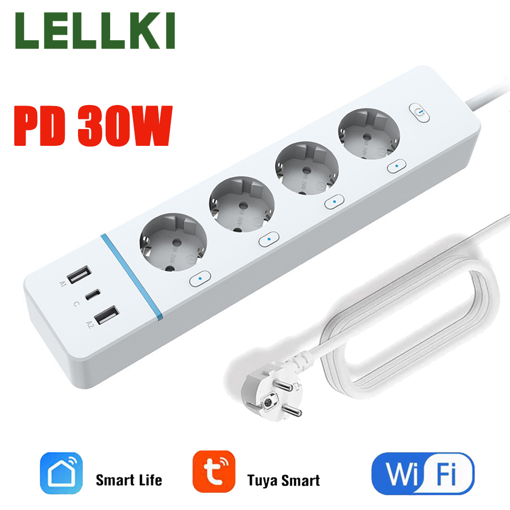 LELLKI WiFi Socket 2A1C PD30W  - đánh giá và giá Smart Power Strip