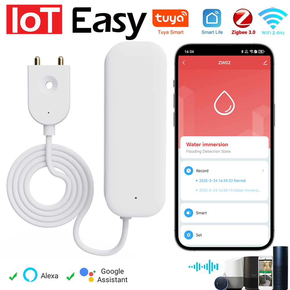 Tuya WiFi ZigBee Water Sensor  - đánh giá và giá Wifi Water Sensor